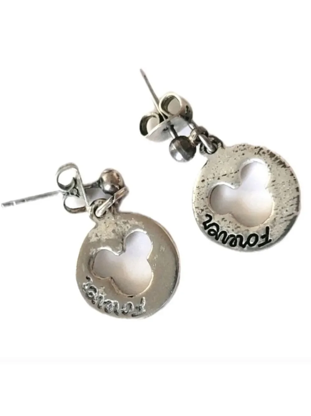 Disney Mickey Mouse Silvertone Dangle Earrings